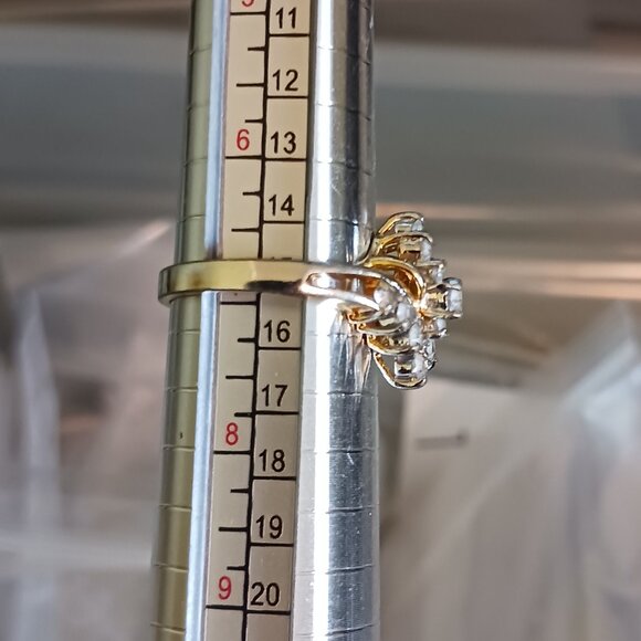 Vintage Gold Plated and CZ Cocktail Ring Size 7 - Picture 15 of 16